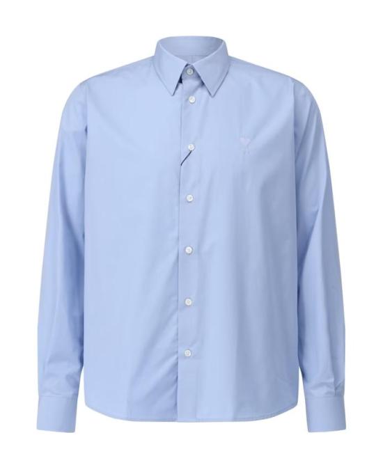 Classic Long-Sleeve Button-Down Shirt with Embroidered Logo