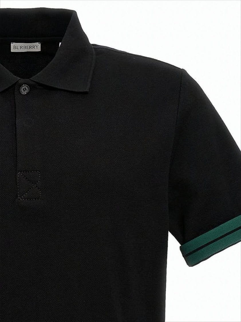 Classic Black Polo Shirt With Contrasting Stripe Details