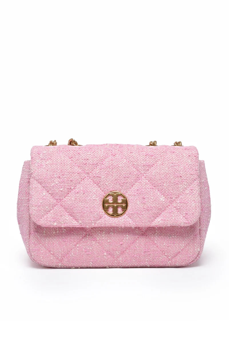 Willa Tweed Shoulder Bag - Pink