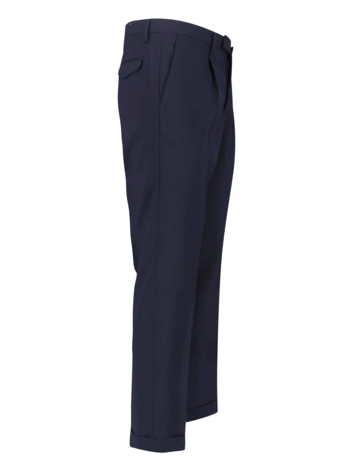 Navy Tailored Mid-Rise Virgin Wool Trousers