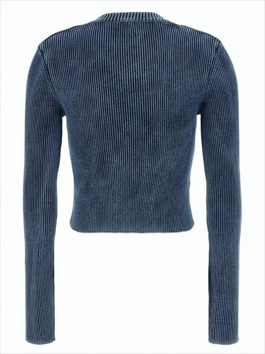 Ribbed Knit Sweater with Oval Cut-Out Detail