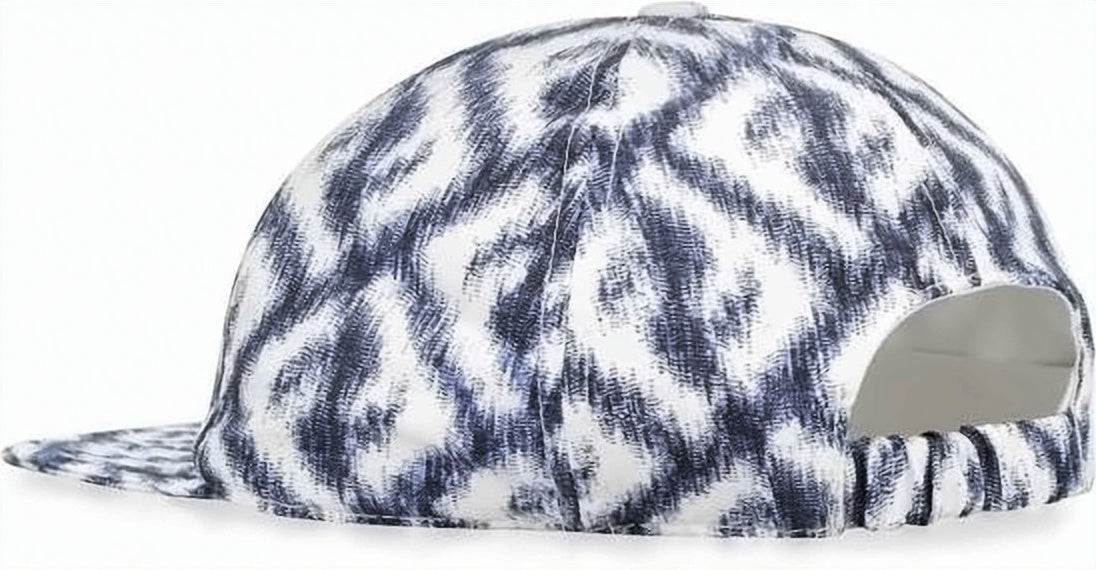 Silk Cap with Rounded Crown and Abstract Pattern