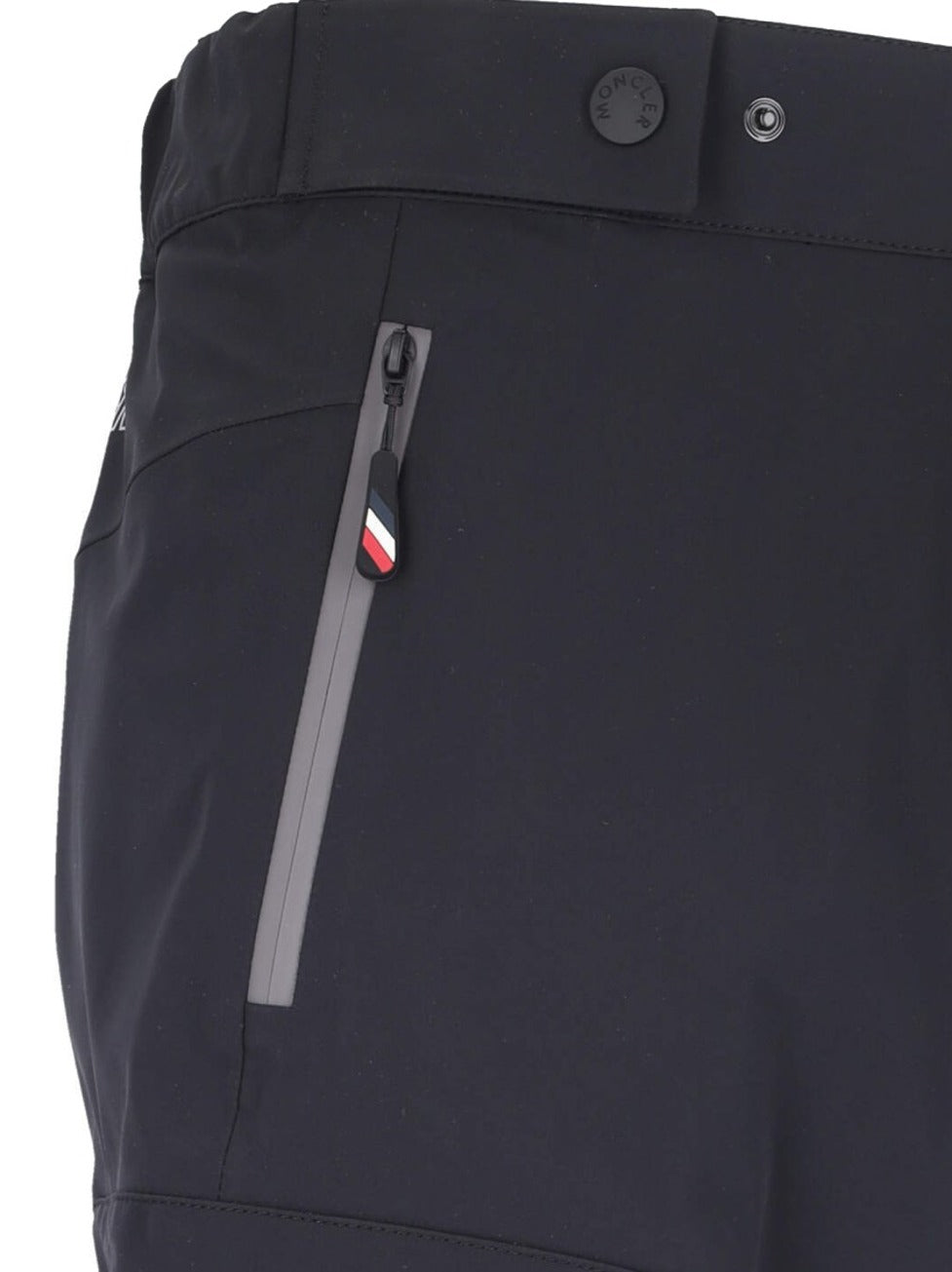 Wide Multi-Pocket Trousers In Black Stretch Nylon