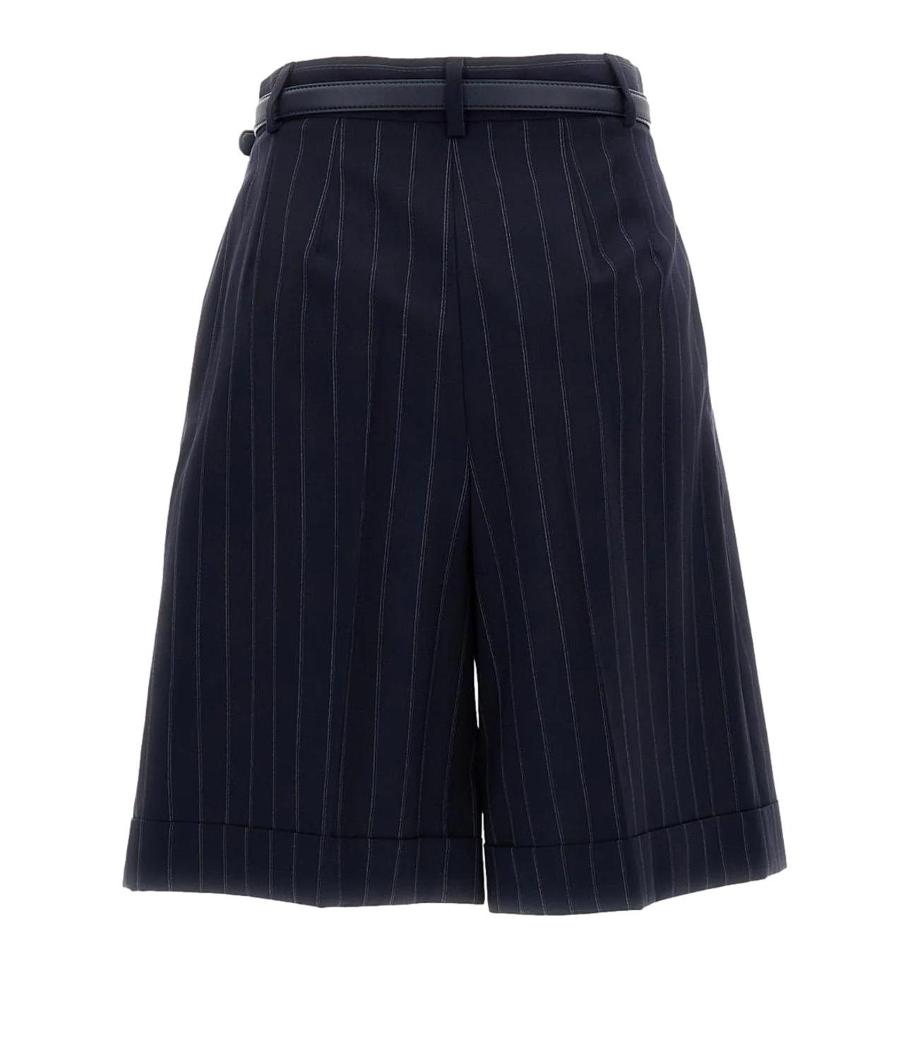 Blue Pinstripe Virgin Wool Shorts