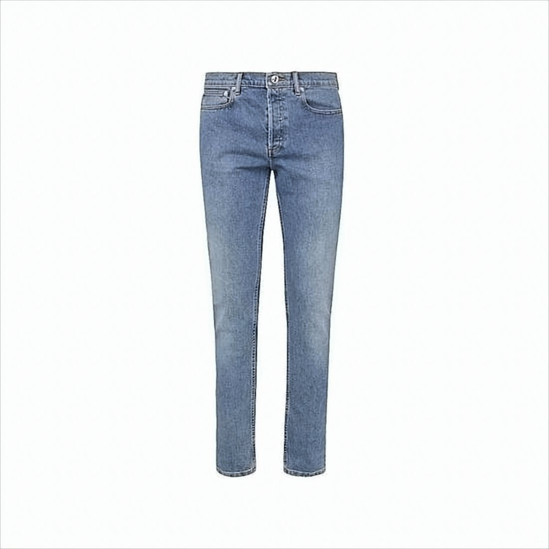 Mid-Rise Straight-Leg Denim Pants