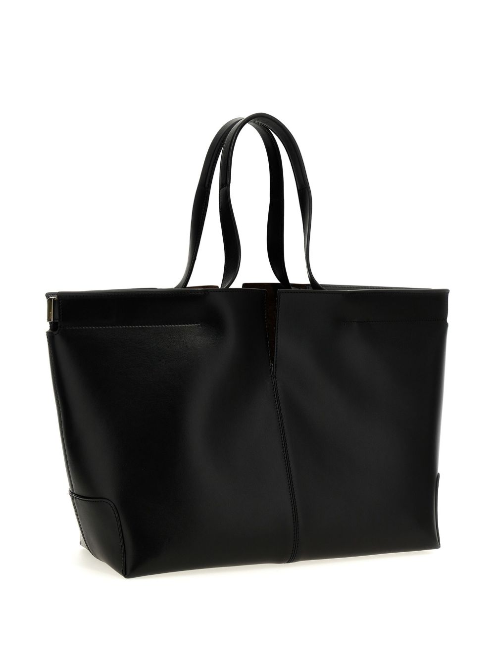 Structured Black Calfskin Tote Bag