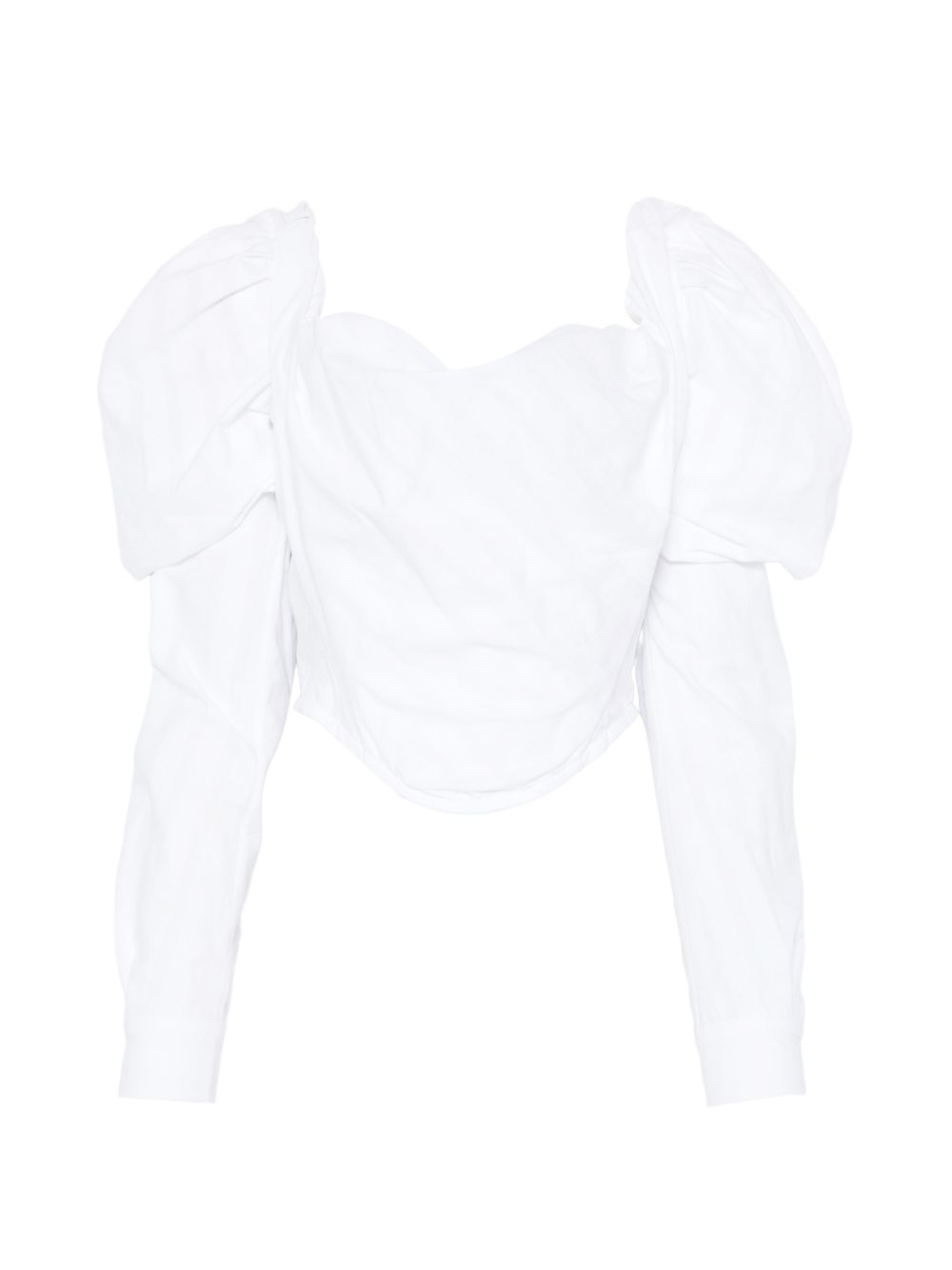 White Sweetheart Neck Puff Sleeve Top