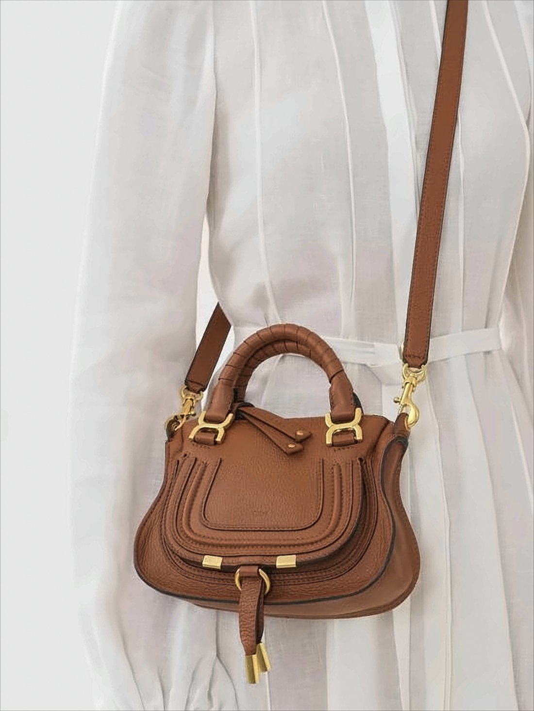 Structured Brown Calf Leather Tote Bag