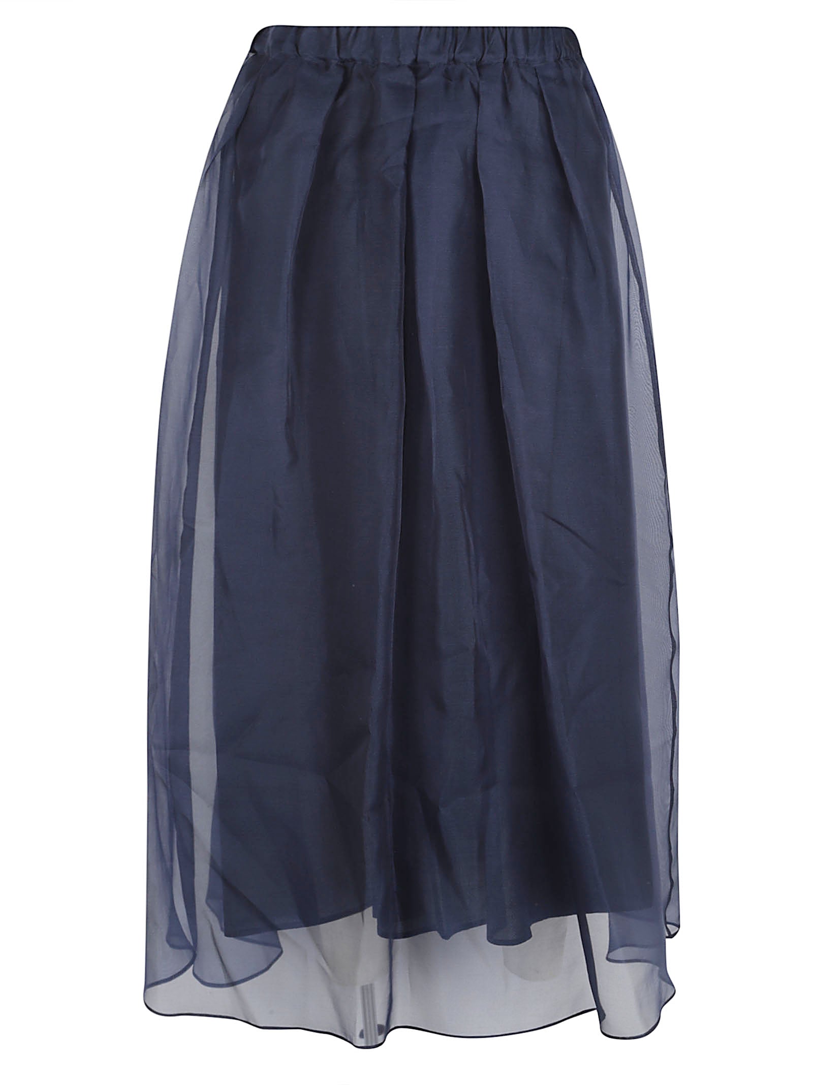 Flared Midi Skirt with Pleated Detailing in Silk