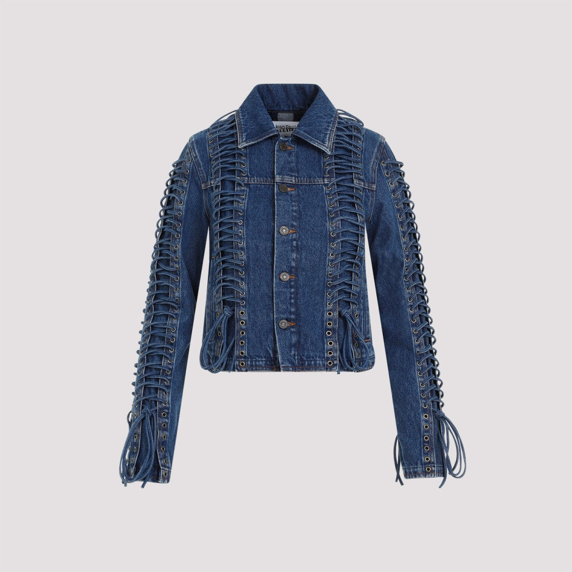Vintage Blue Cotton Corset Denim Jacket