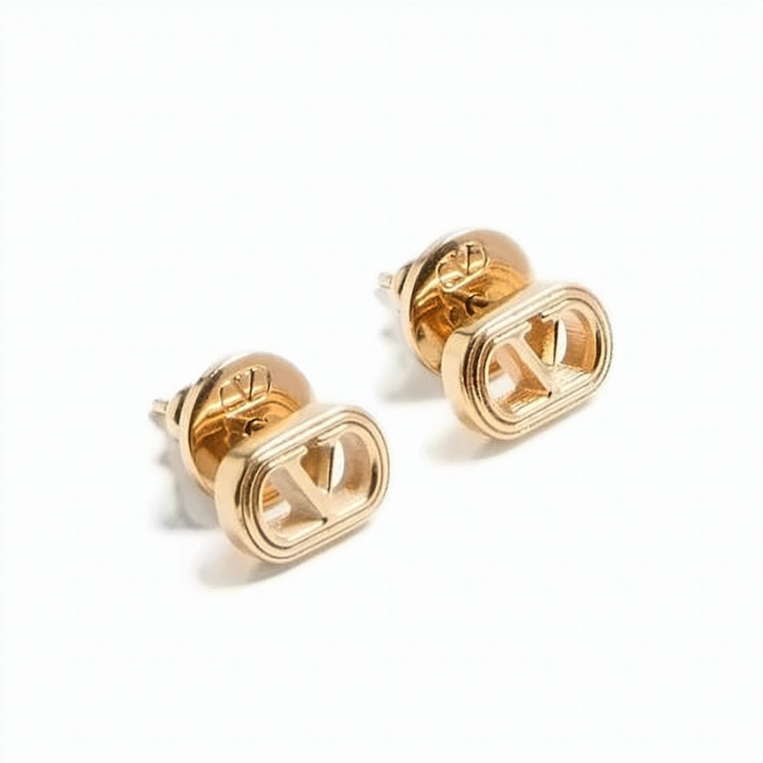 Polished Brass Oval Stud Earrings