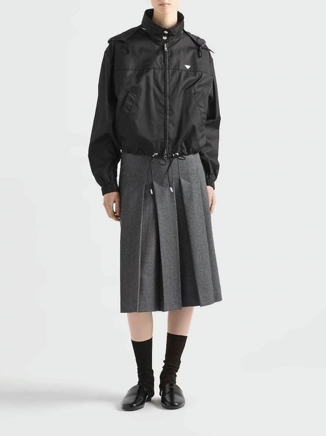 Cropped Jacket with High Collar