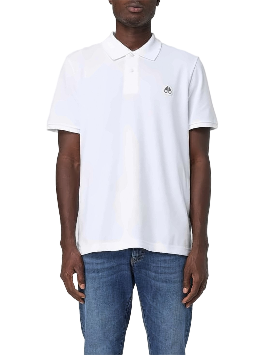 White Cotton Polo Shirt with Traditional Collar