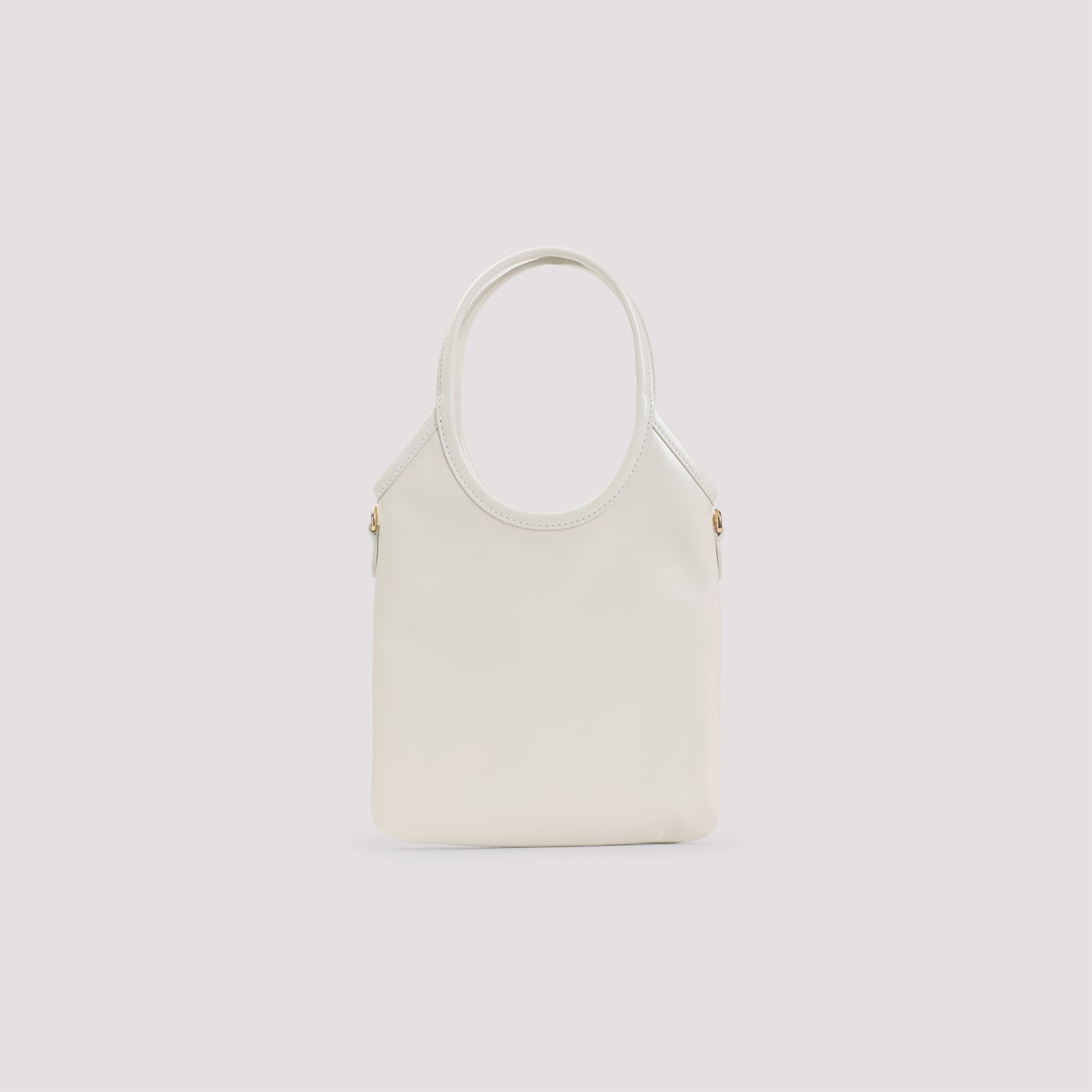 Compact White Calf Leather Shoulder Bag
