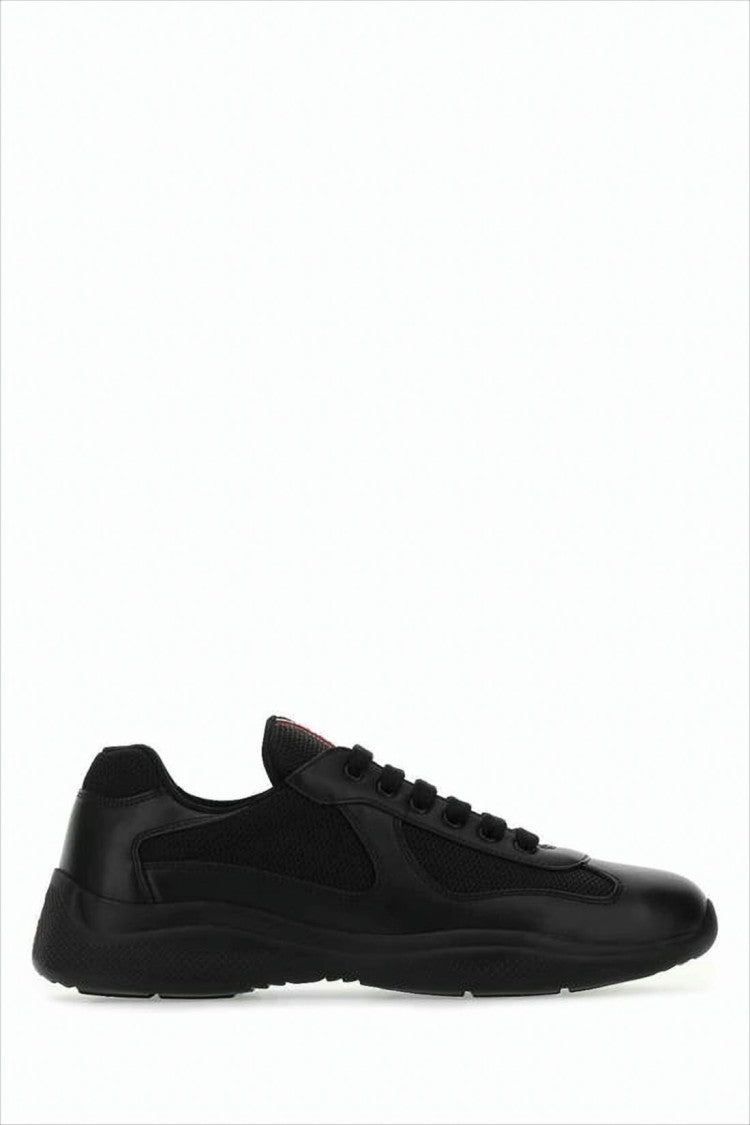 Low-Top Sneakers with Leather and Mesh Panels