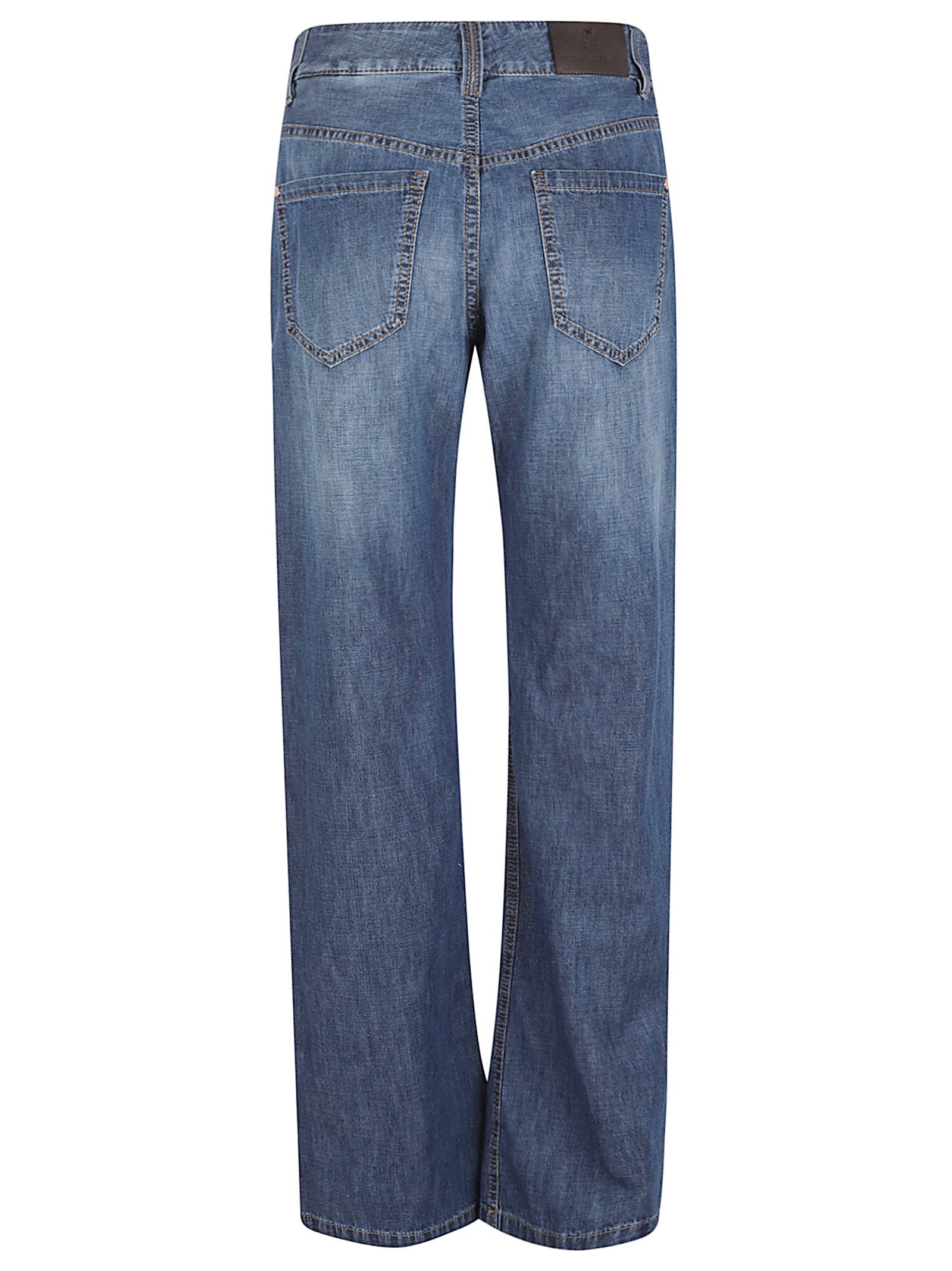 Straight-Leg Denim with Wash and Whiskering Details