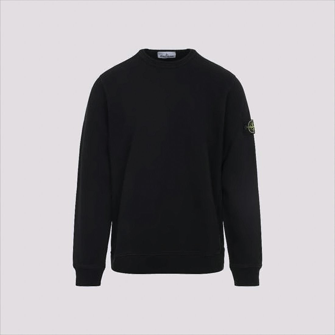 Black Long Sleeve Crewneck Sweatshirt with Patch Logo