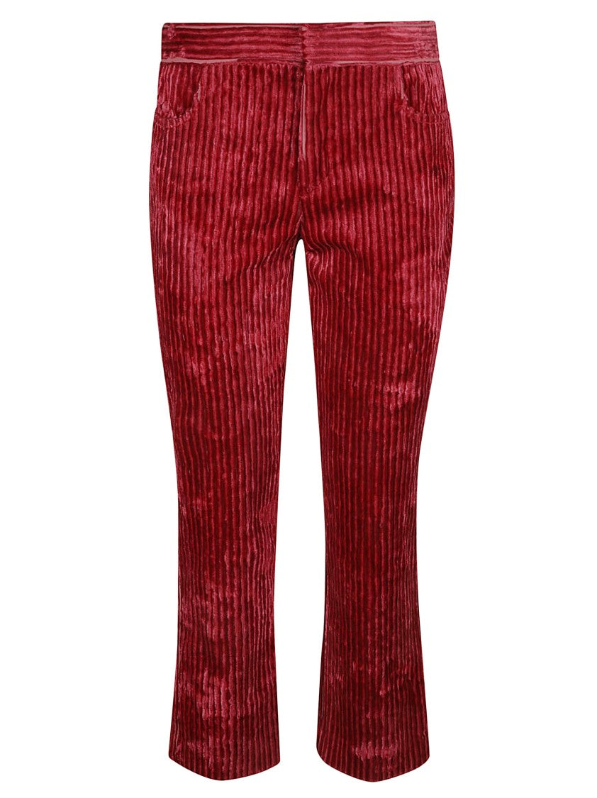 Ribbed Textured Trousers With Fitted Silhouette