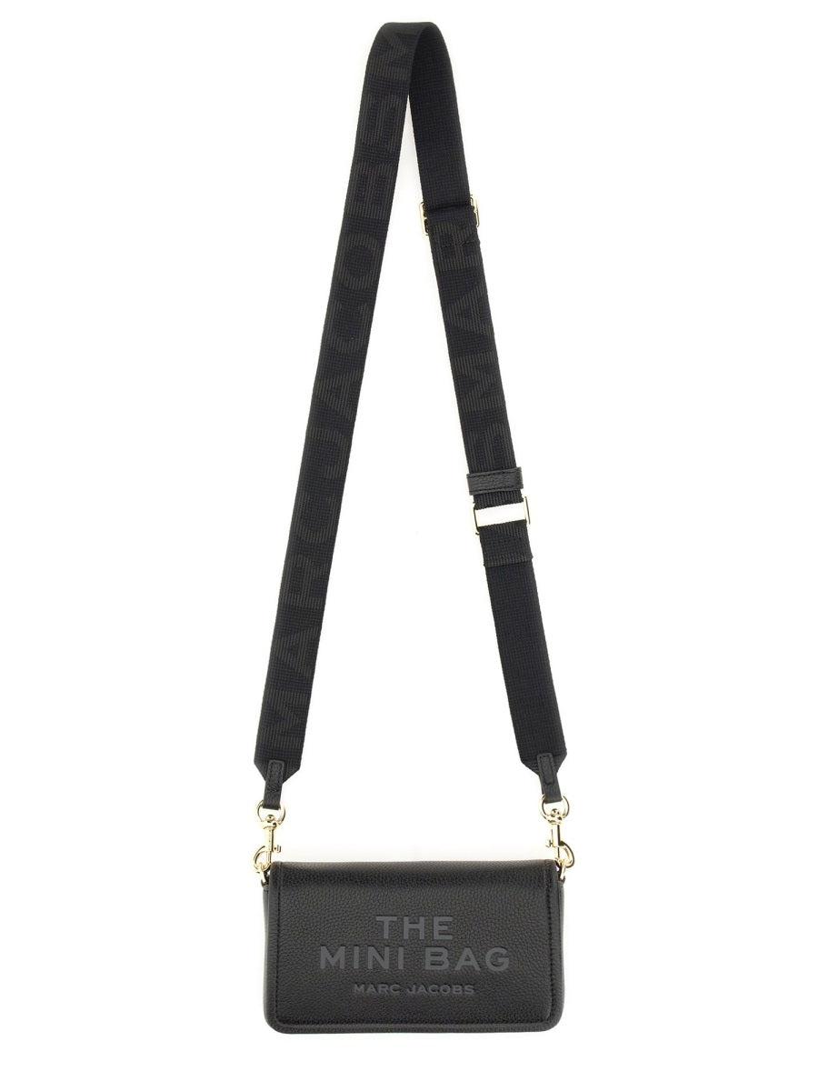 Black Leather Compact Flap Mini Bag