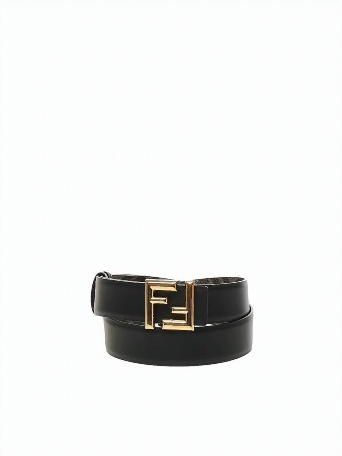Black Leather Belt with Signature Double 'F' Buckle