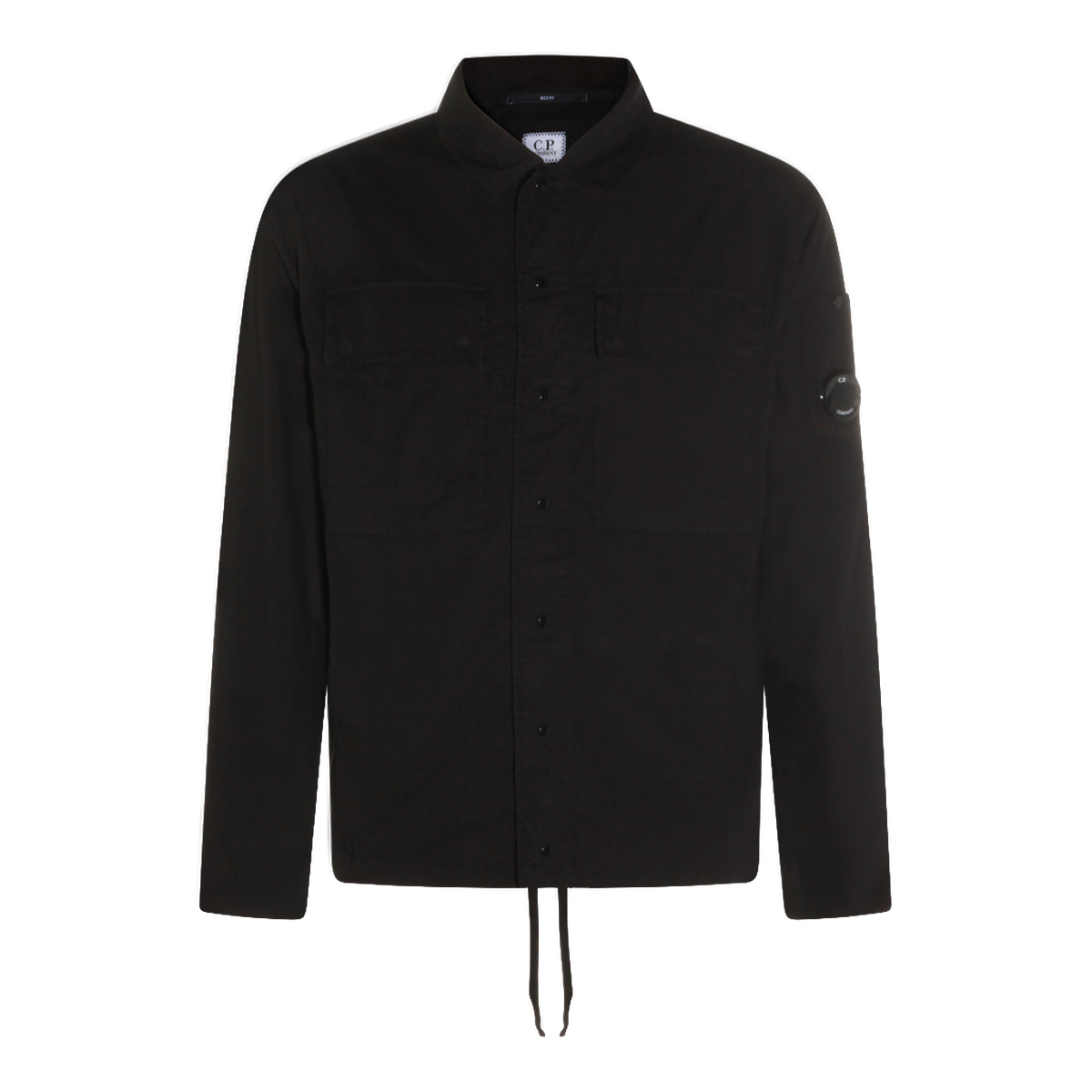 Long-Sleeve Black Shirt with Stand Collar