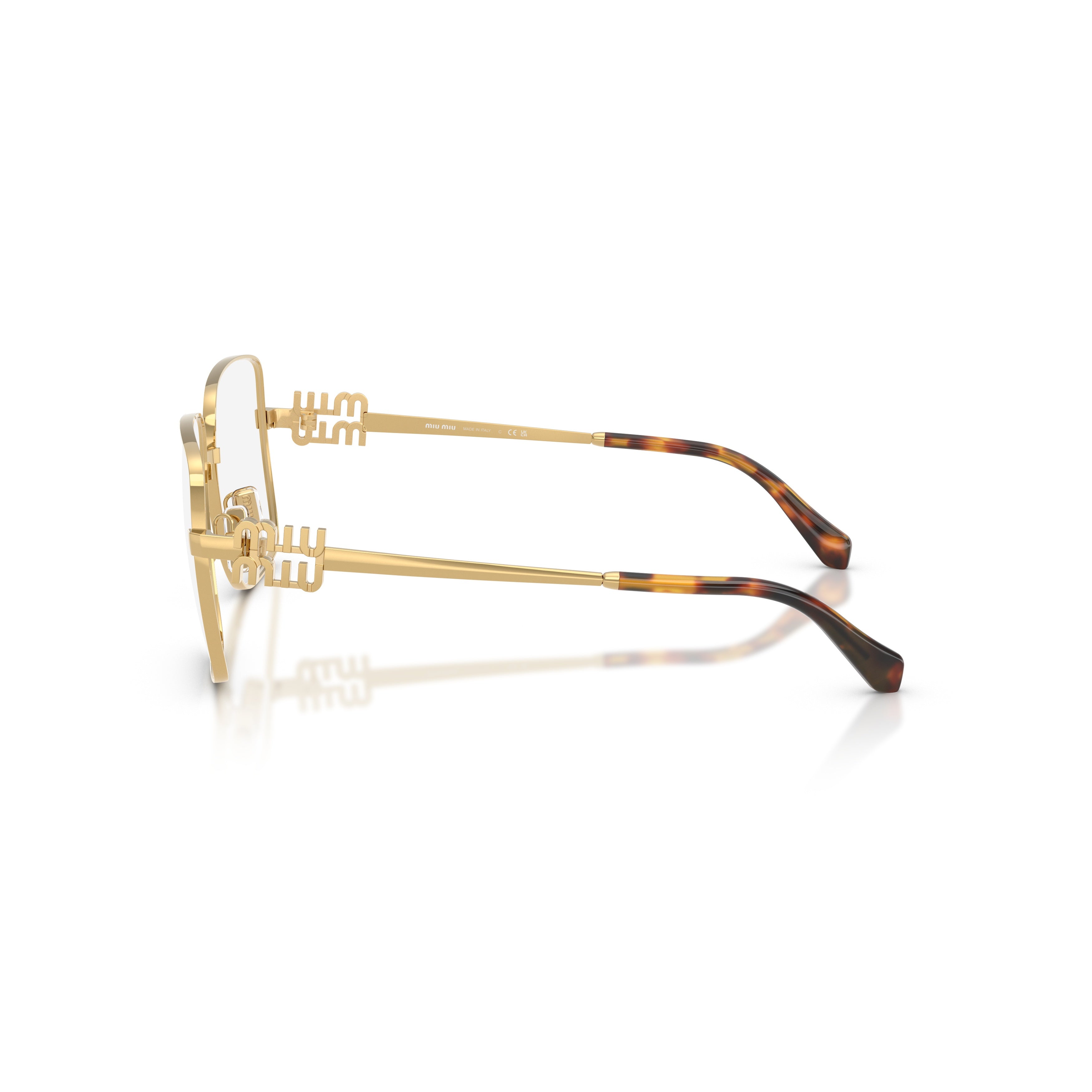 0mu 51xv Polished Gold-Tone Square Metal Eyeglasses
