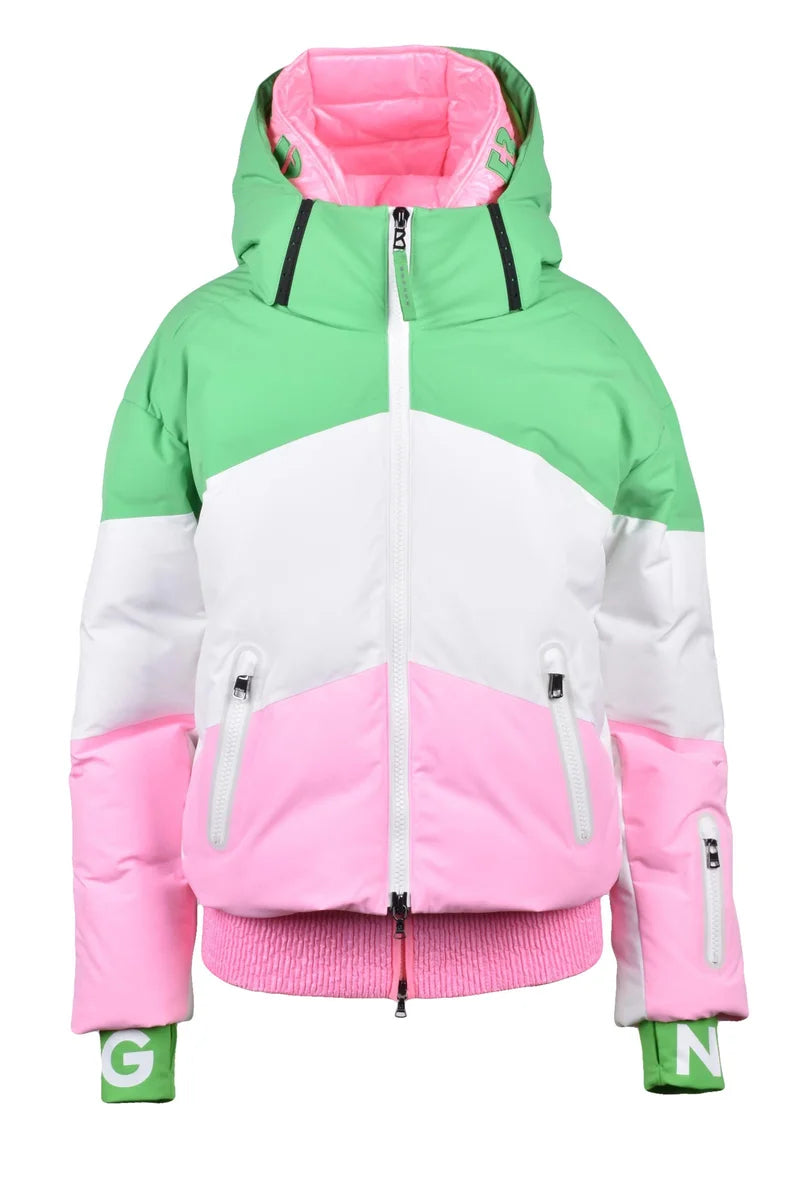 Stretch Down Jacket - White/Green