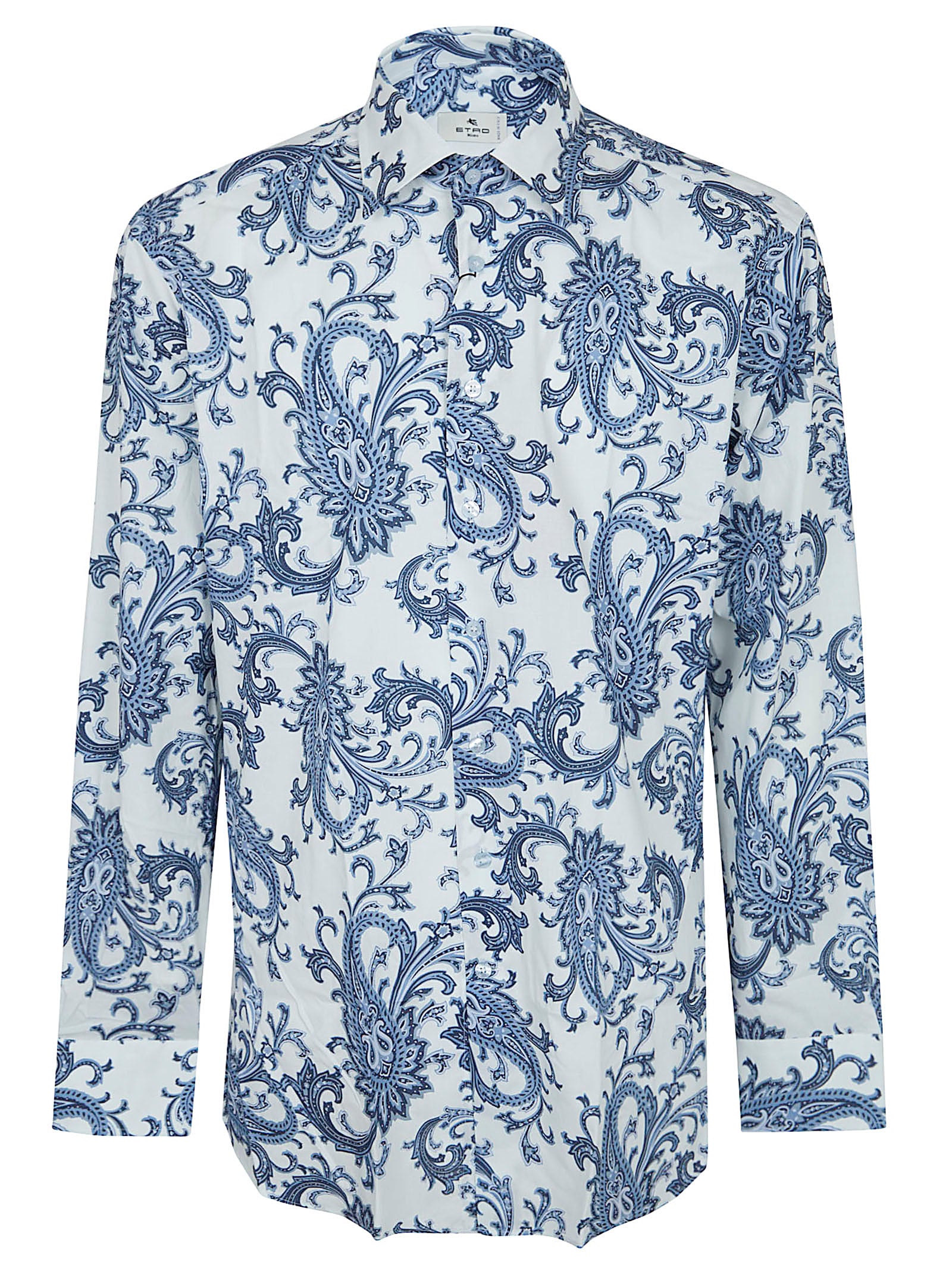 Stretch Cotton Pointed Collar Paisley Shirt