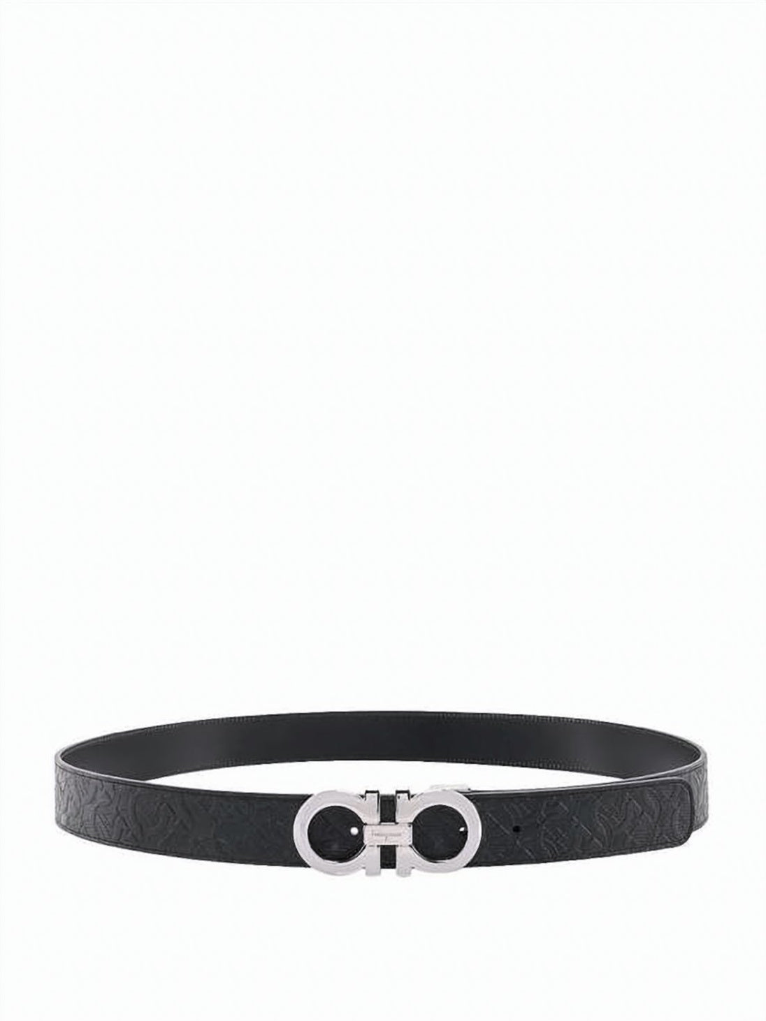 Gancini Leather Belt with Silver-tone Buckle