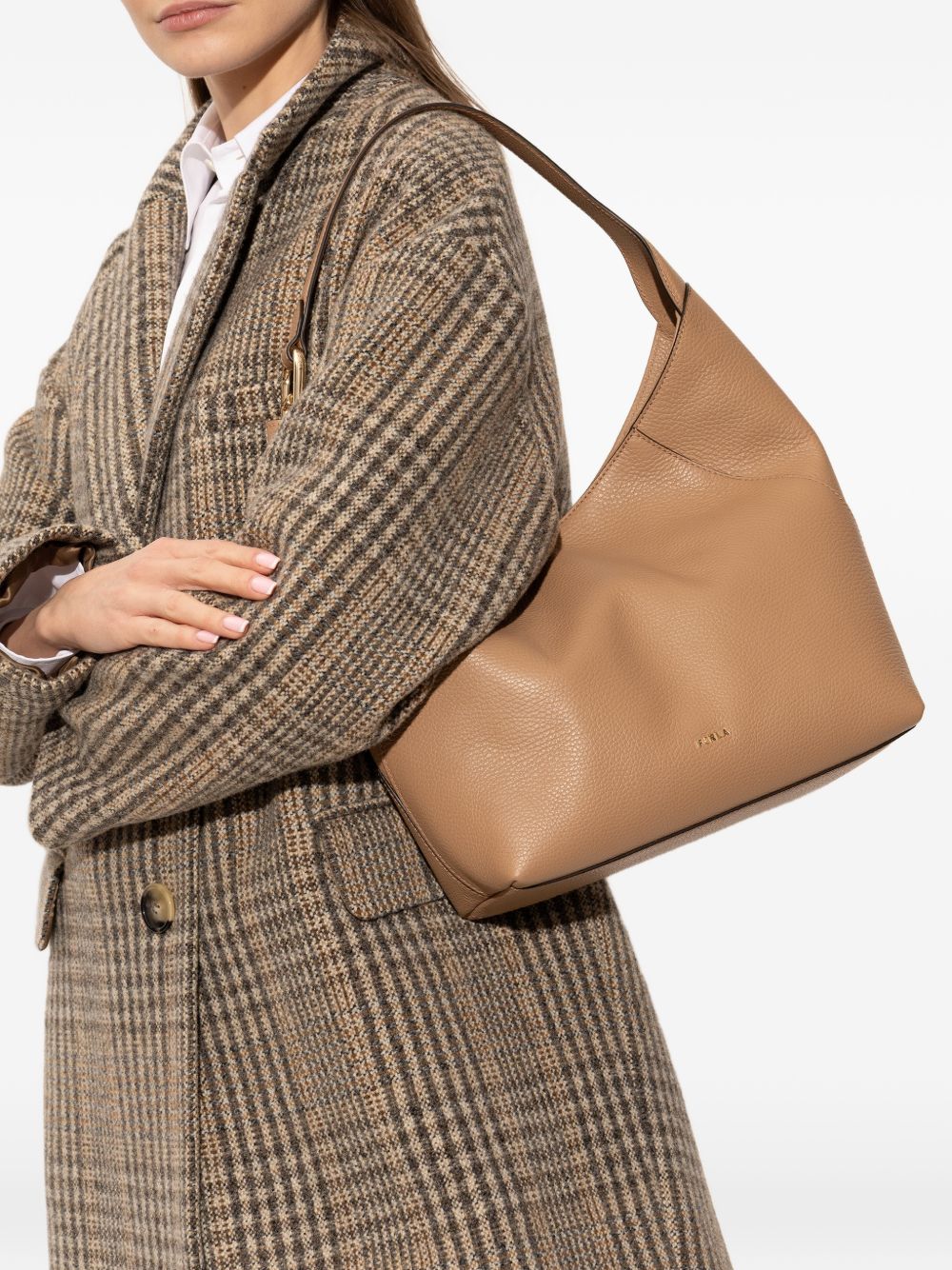 Slouchy Brown Pebbled Leather Handbag