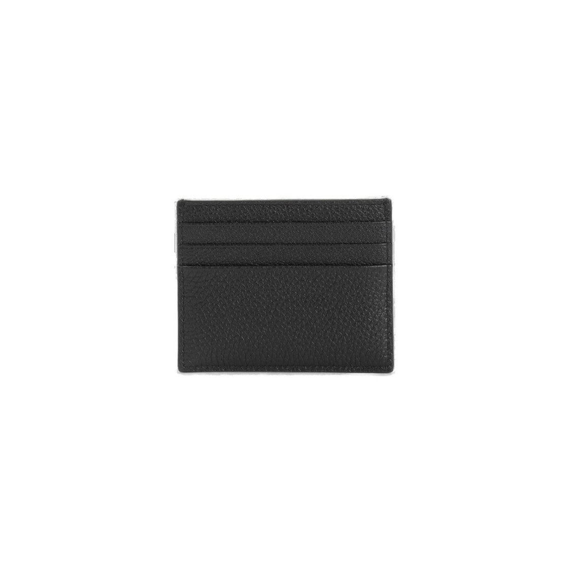 Textured Calf Leather Card Wallet with Metallic Logo