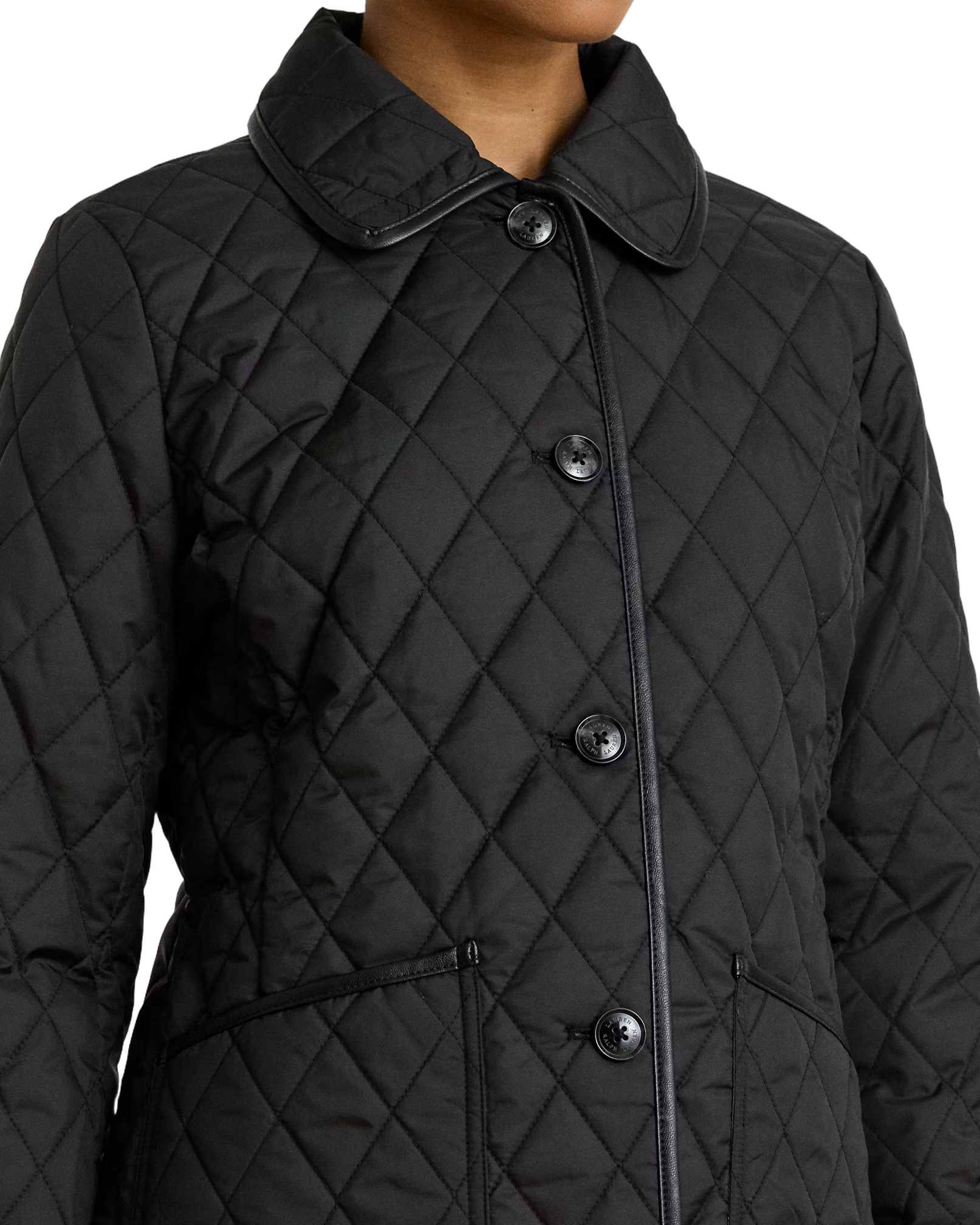 Insulated Black Coat With Quilted Design