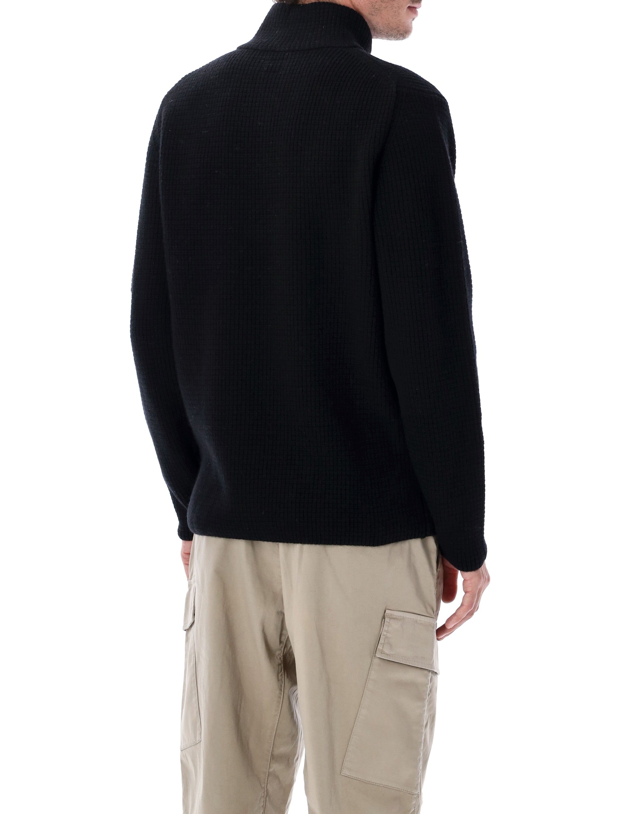 Black Wool Zip Sweater