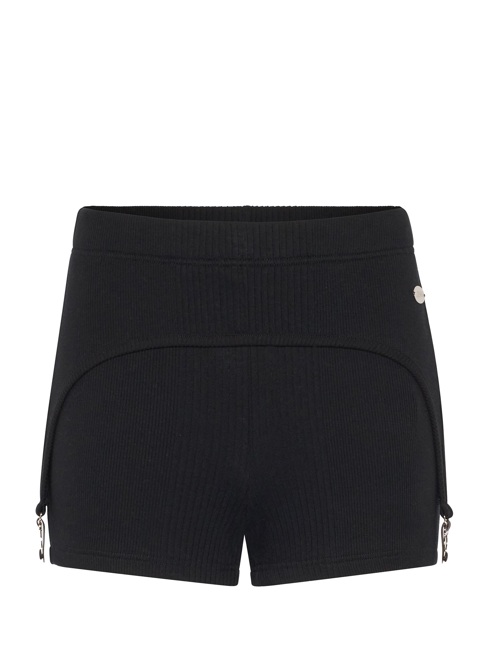 Ribbed Black Cotton Shorts