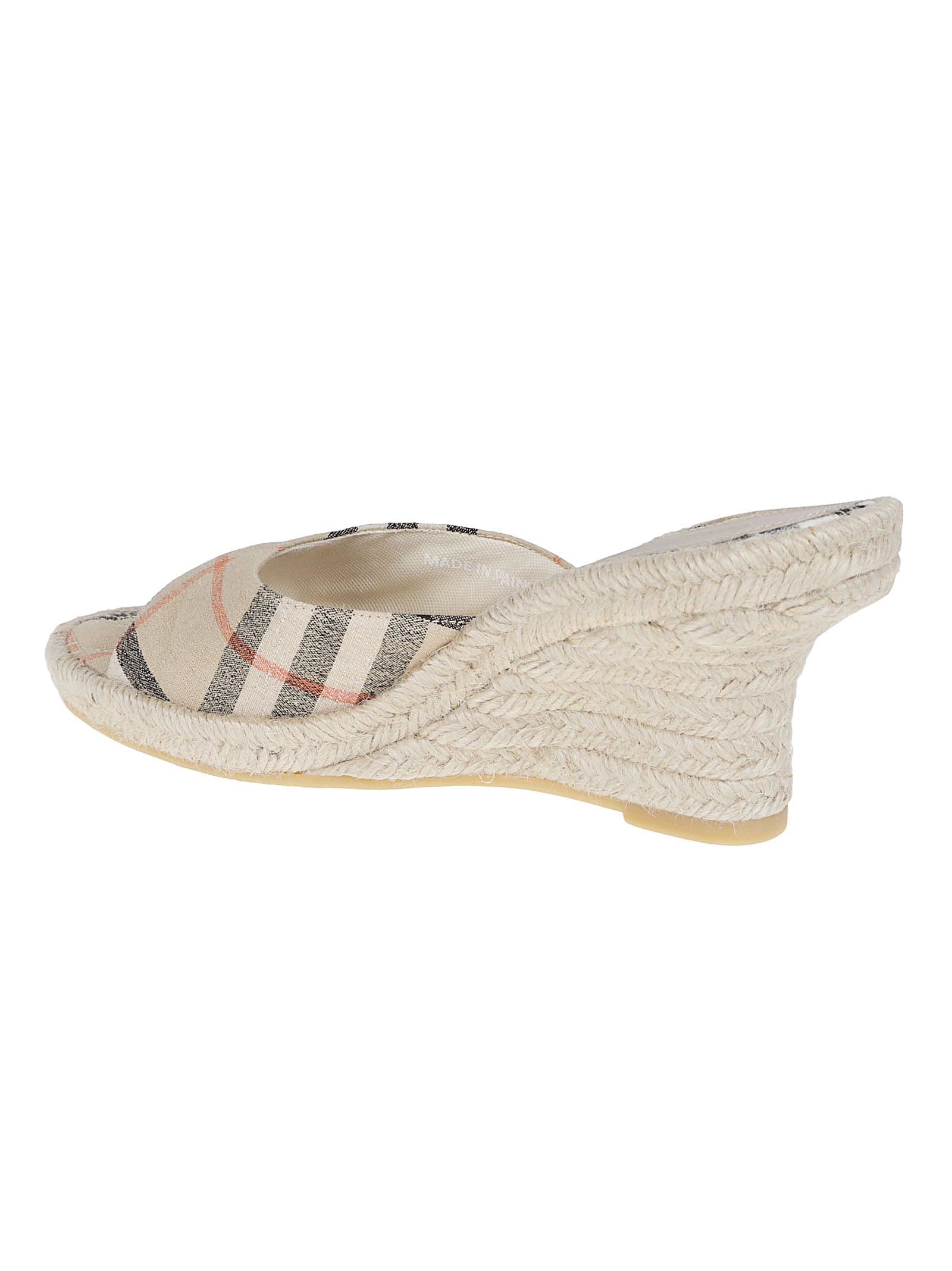 Open-Toe Mule Espadrilles with Burberry Check Design