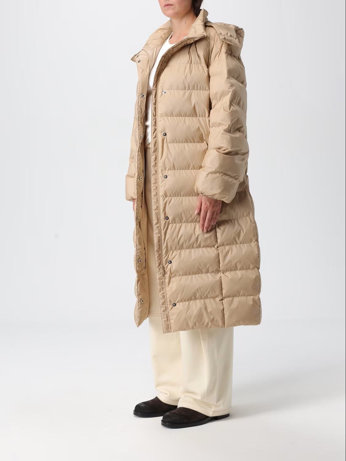 Quilted Lightweight Puffer Coat With High Collar