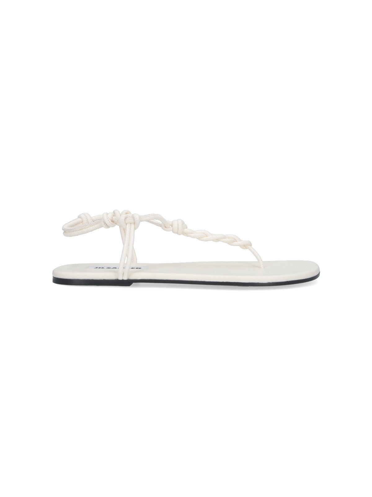 White Tangle Braided Leather Thong Sandals