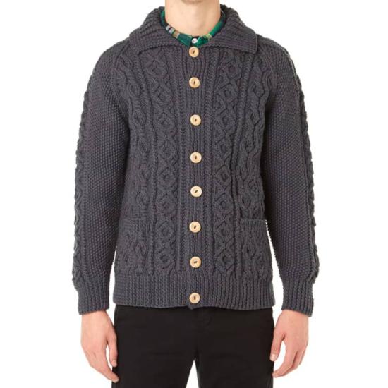 Chunky Cable Knit Cardigan With Wooden Buttons
