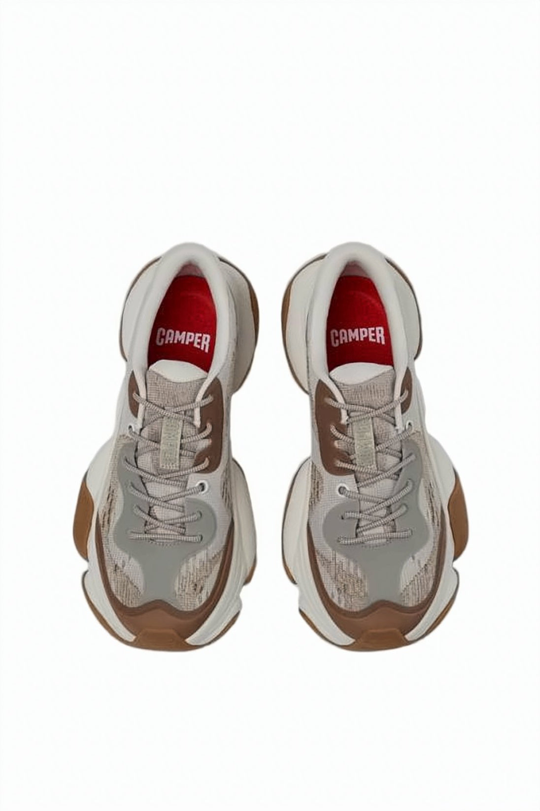 Layered Neutral Sneakers with Calf Leather