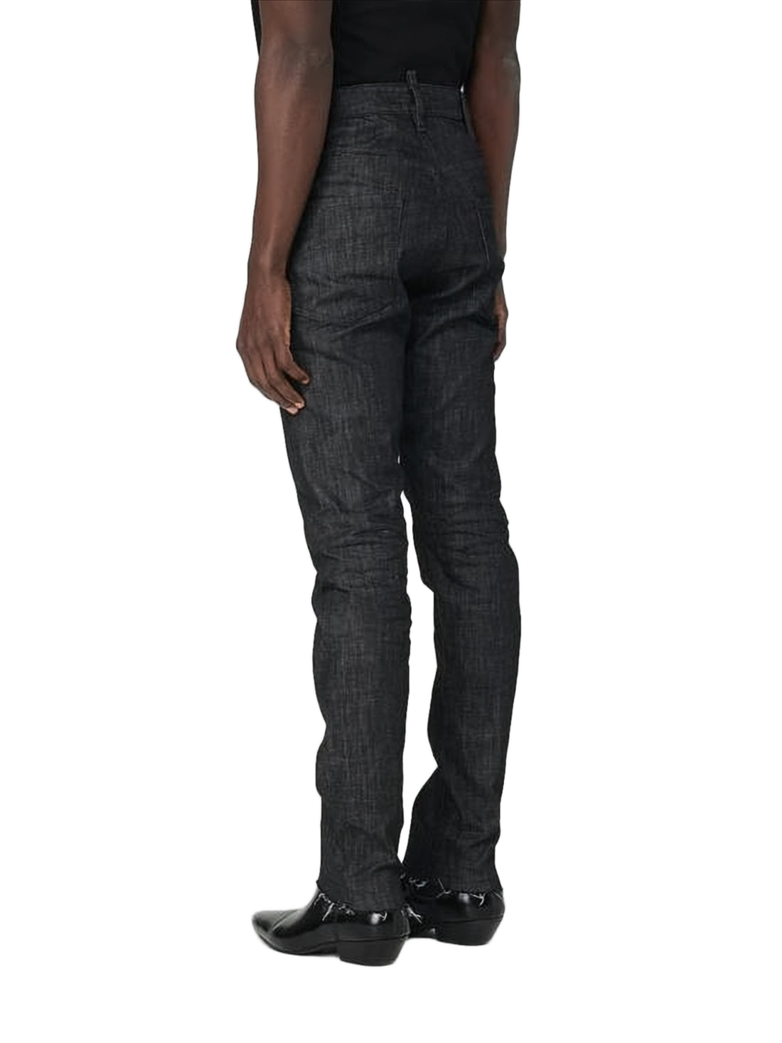Slim-Fit Denim Pants with Exposed Zipper