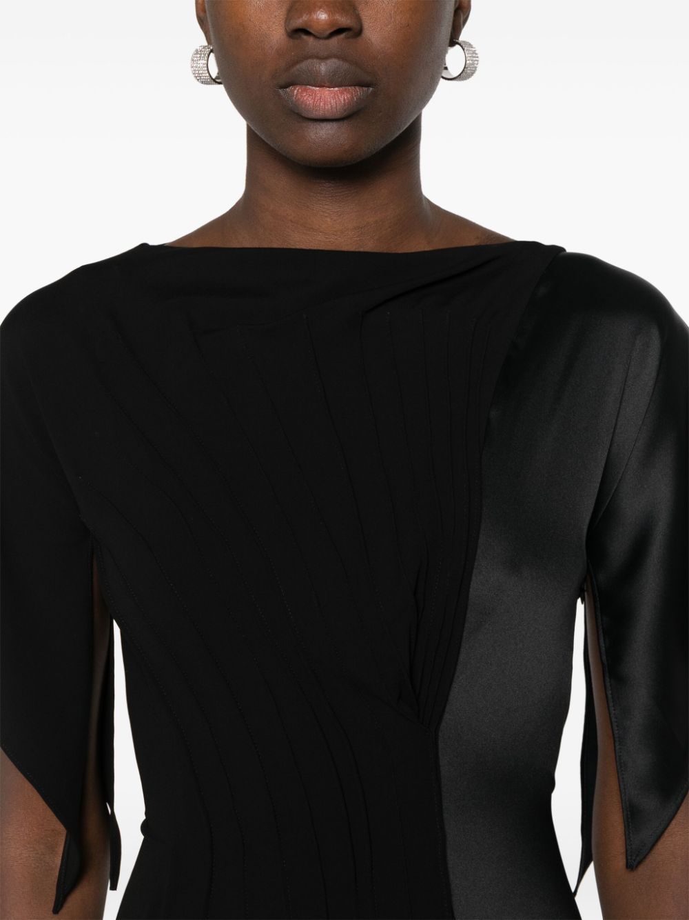 Asymmetrical Black Midi Dress
