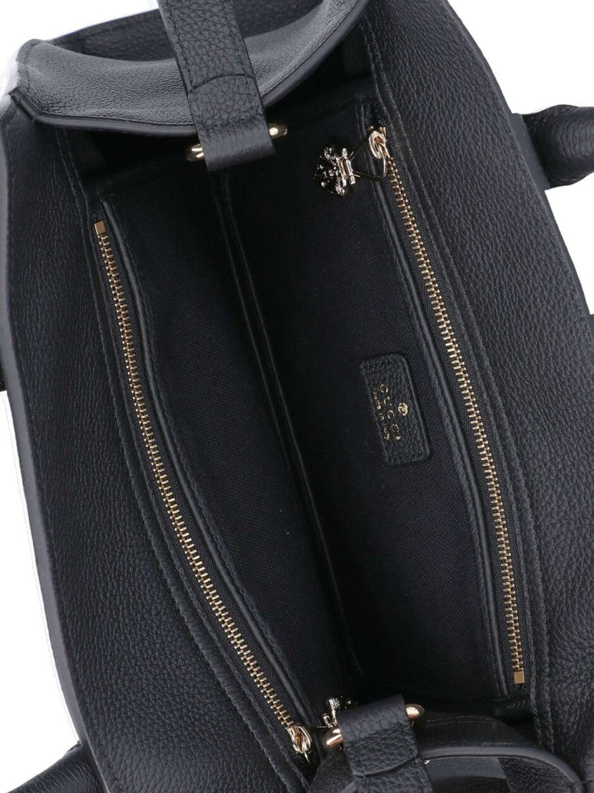 Black Pebbled Leather Medium Tote Bag