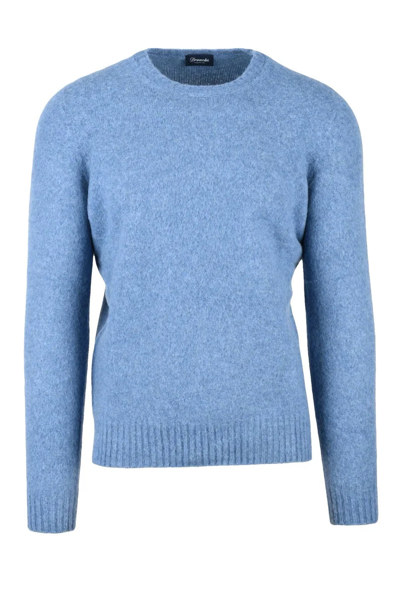 Wool Crew Neck Pullover - Light Blue