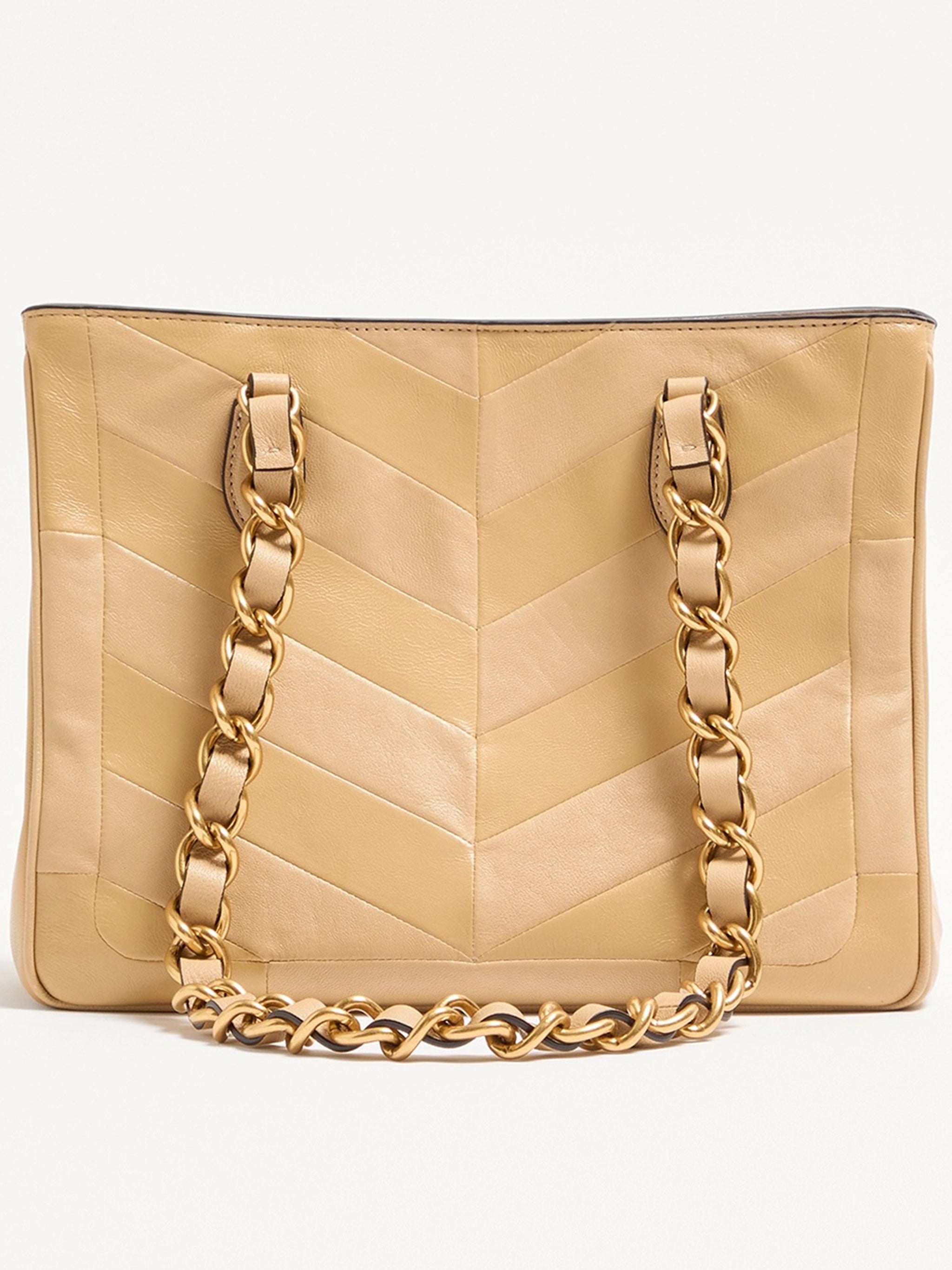 Black Laseine Chevron Quilted Nappa Tote