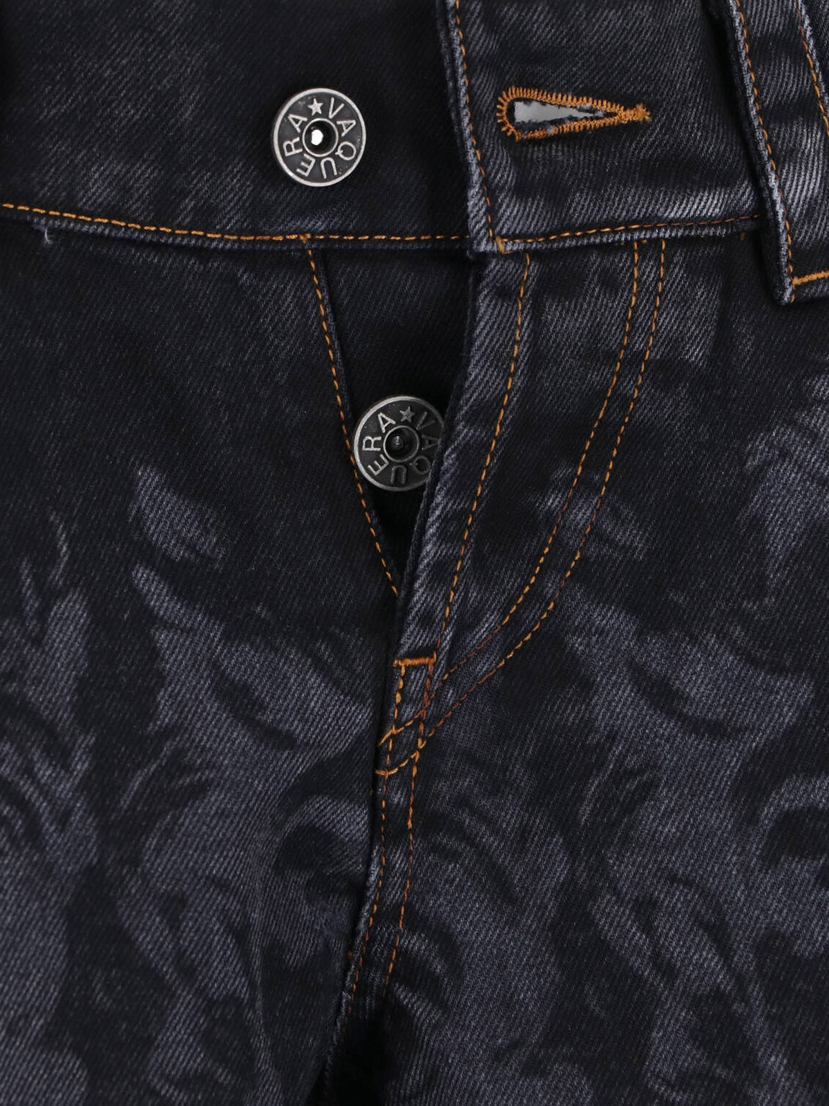 Blue Wide-Leg Faded Print Jeans