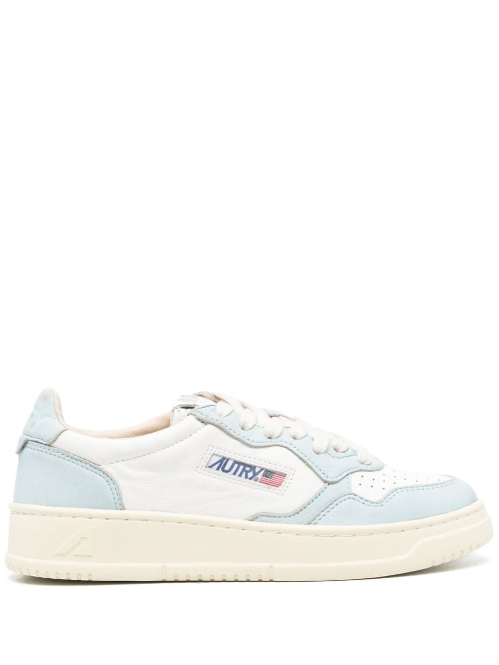 White Multicolour Perforated Calf Leather Sneakers