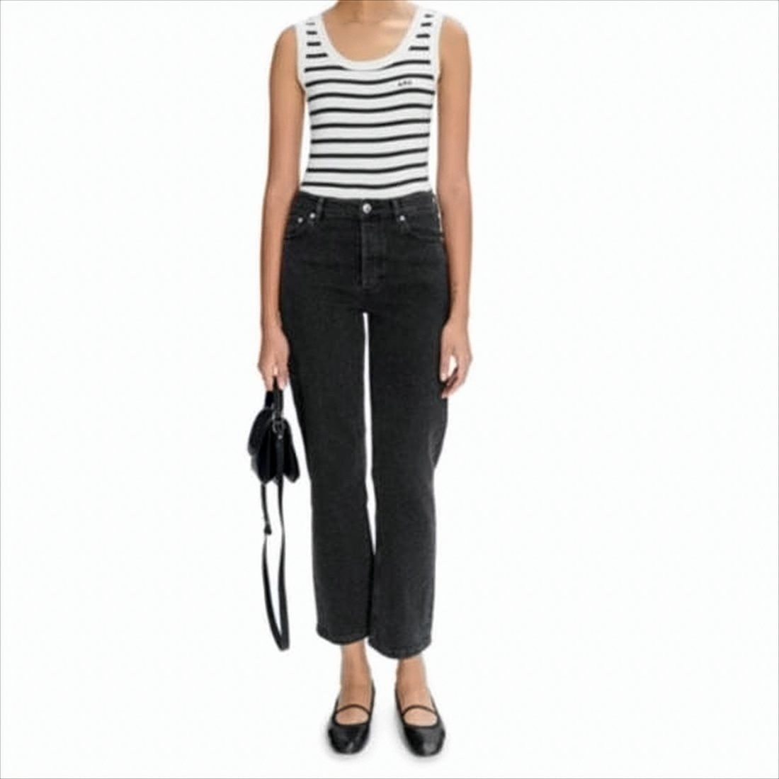 High-Waisted Straight-Leg Denim Pants