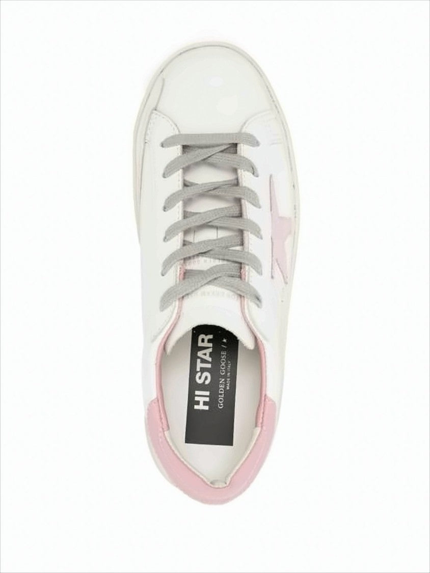 Low-Top Sneakers with Pink Star Detail and Distressed Sole