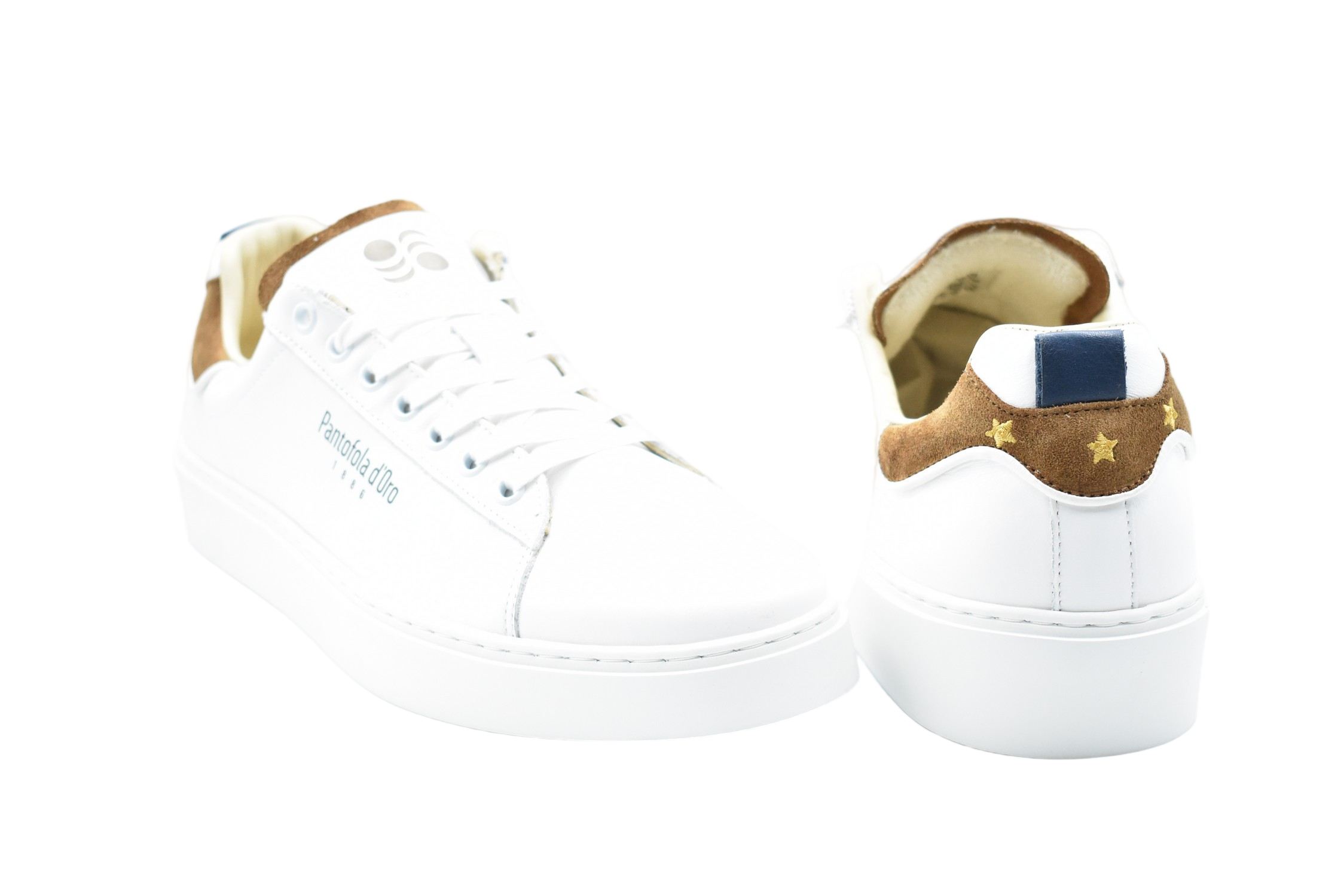 Low-Top Sneakers With Brown Suede Accents