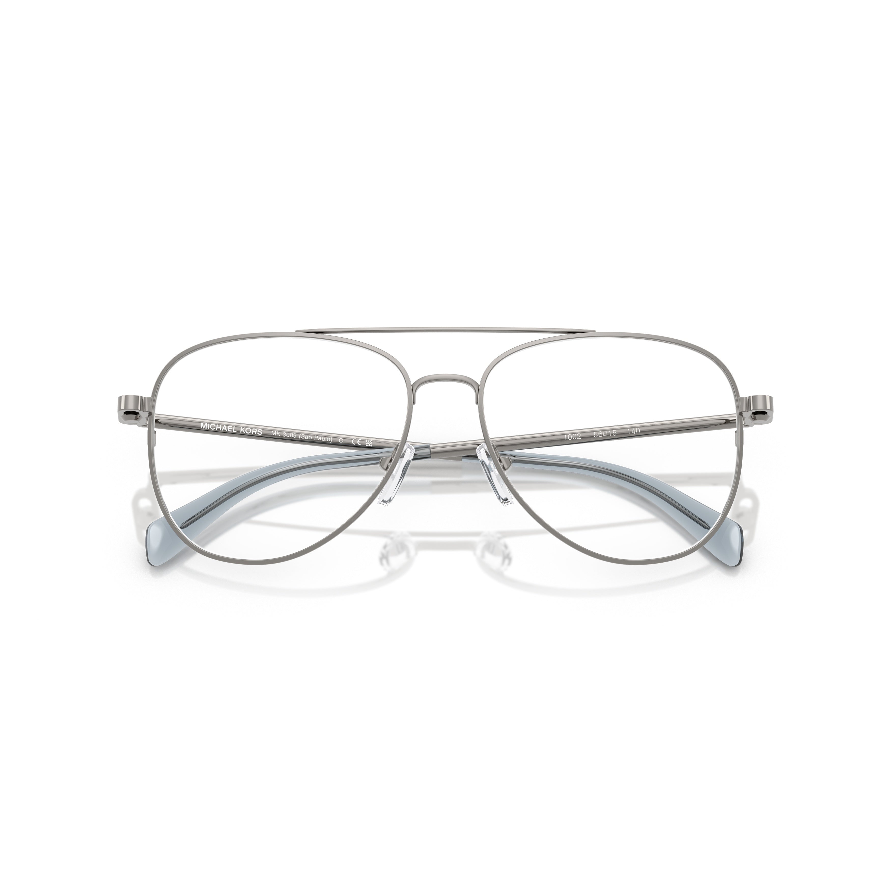 0mk3089 Double Bridge Silver Metal Sunglasses with Rounded Lenses
